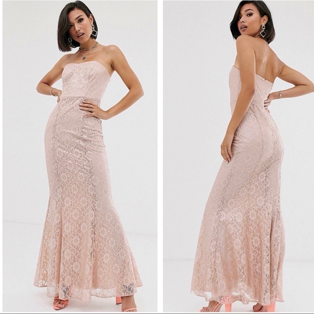 ASOS Design strapless Lace Maxi Gown Dress